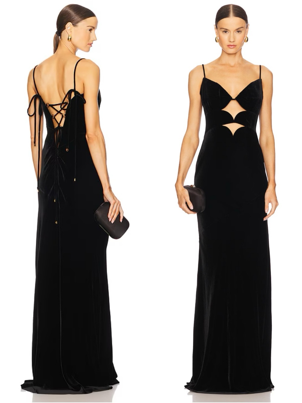NWT Maria Lucia Hohan Maxi Dress Black Velvet Fatma Gown Cutout size US 2 - Picture 13 of 14